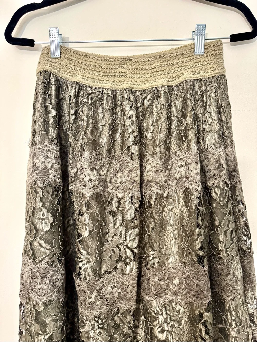 BLUMARINE Made in Italy Vintage Olive Lace Maxi Skirt